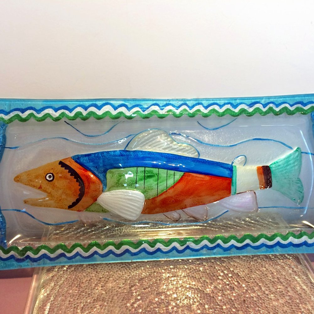 LS Arts, Inc. Decorative Fish Plate Fused Glass Art